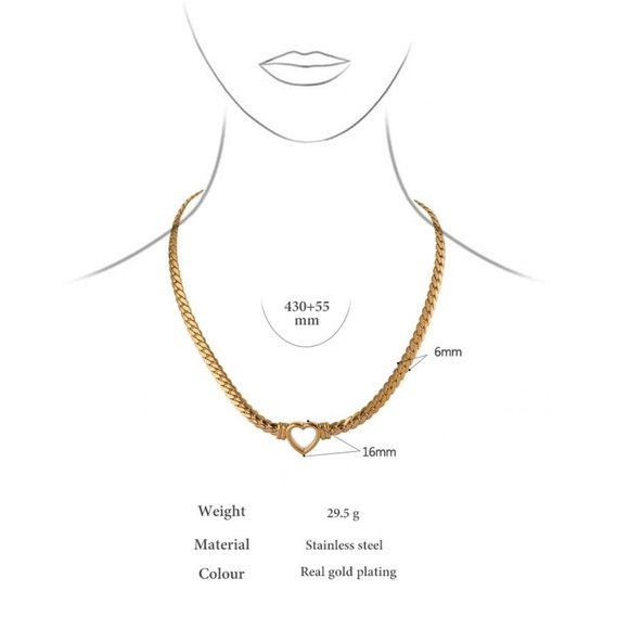 NEW 18K Gold Plated Chain Heart Necklace - Picture 3 of 4